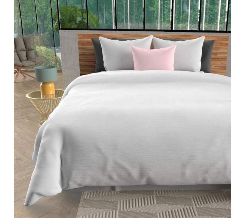 Parure De Lit Unie Bohème Blanc 240x220
