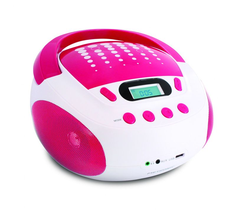Lecteur Cd Mp3 Pop Pink Avec Port USB - Blanc Et Rose