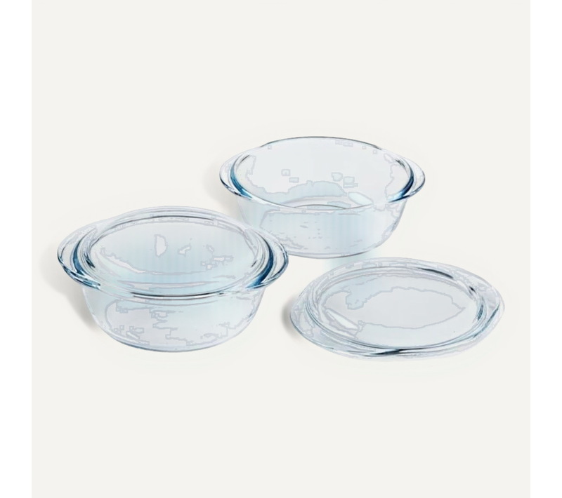 Lot De 2 Cocottes Rondes En Verre Borosilicate 2,3 L -40°c/+350°c