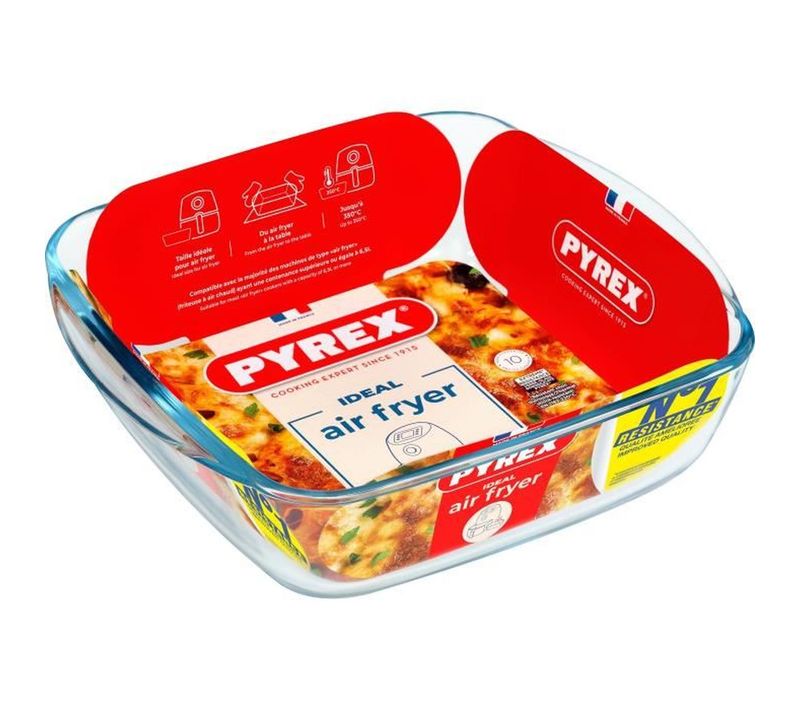 Plat Carré En Verre Borosilicate 25x22x8 Cm - 2,2 L, Compatible Airfryer
