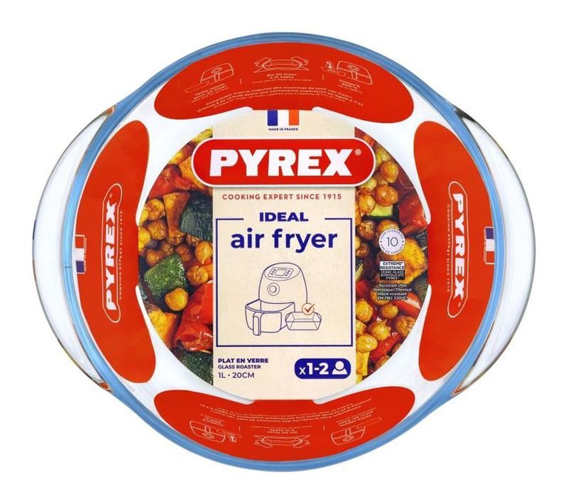 Plat Rond En Verre Borosilicate 1 L – 20x18x7 Cm, Compatible Four et Airfryer