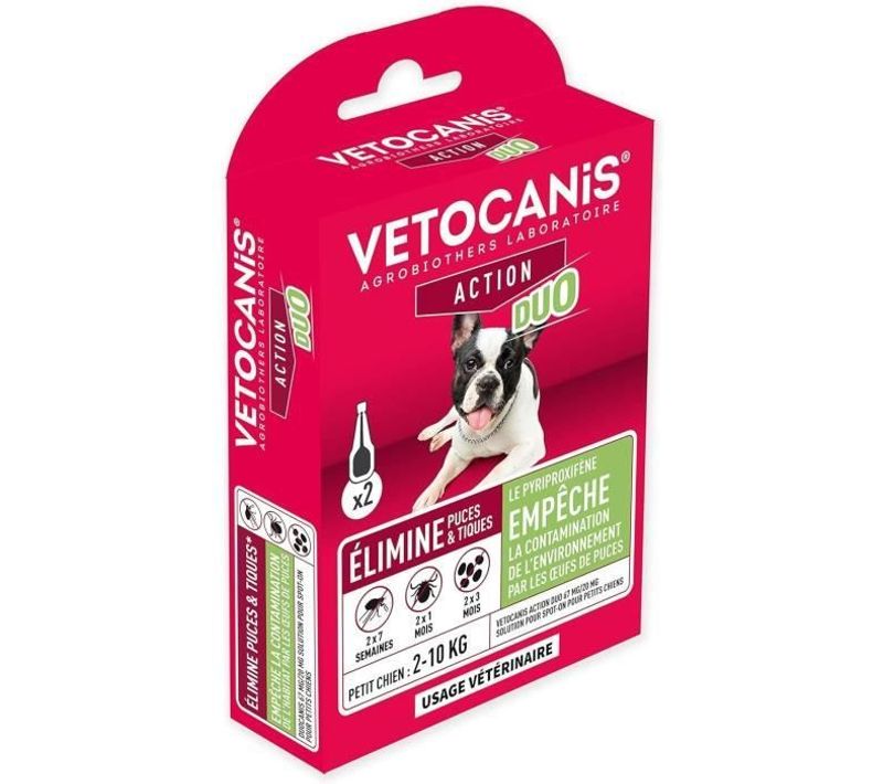 Pipettes Antiparasitaire - Pipettes Action Duo 67mg/20mg Solution Pour Petits Chiens