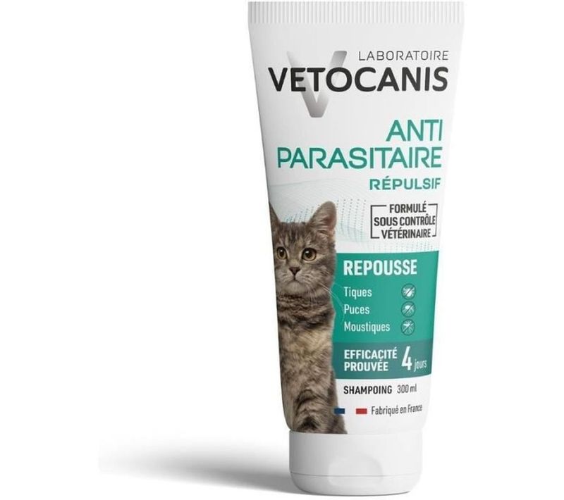 Shampoing Anti-puces Et Tiques Pour Chat 300 Ml - 0% Paraben, Sans Silicone