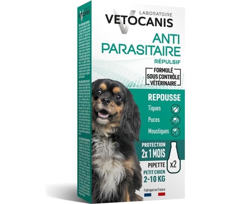Pipettes Anti Puces - 2x1 Mois Sans Tiques, Puces, Moustiques - Chien 2 à 10 Kg, à Base De Margosa