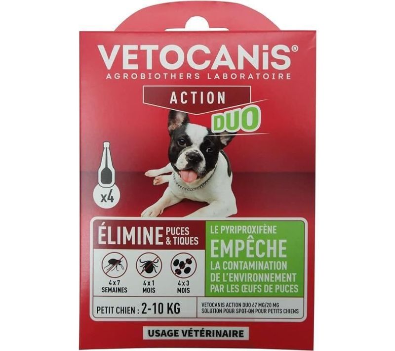 Pipettes - X4 Pipettes Anti-puces Et Tiques Duo 67mg/20mg Pour Petits Chiens