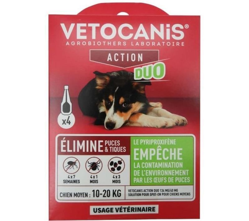 Pipettes - X4 Pipettes Anti-puces Et Tiques Duo 134mg/40mg Pour Chiens Moyens