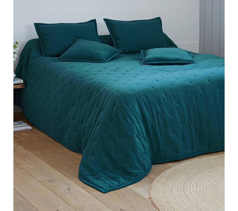 Jeté De Lit 240x260 Vert Émeraude En Polyester