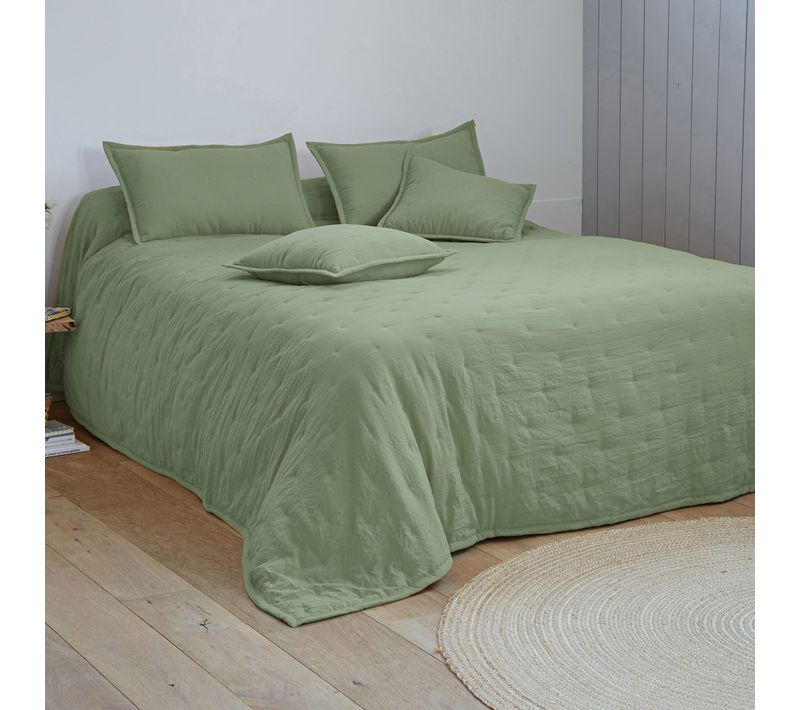 Jeté De Lit 220x240 Vert Lichen En Polyester
