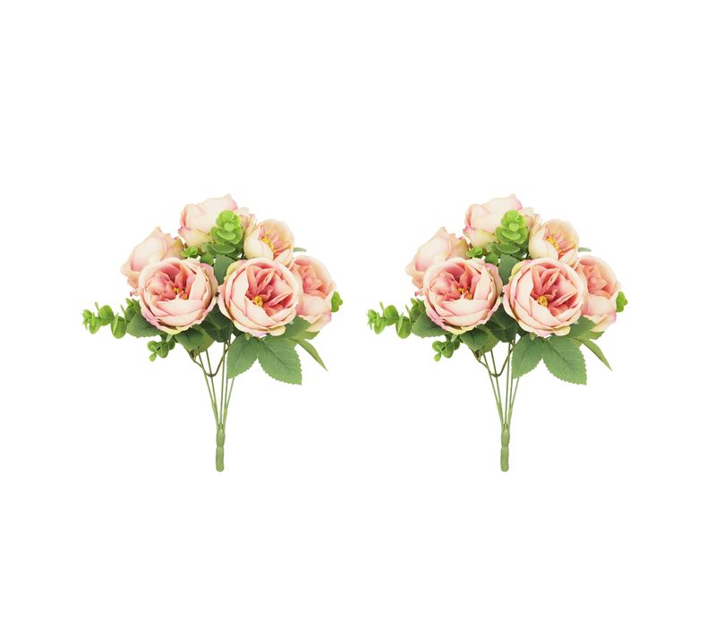 Bouquet Artificiel De Pivoines 32cm Rose Lot De 2