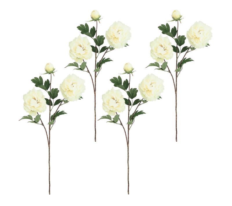 Pivoine Artificielle En Tige Blanche 70cm Lot De 4