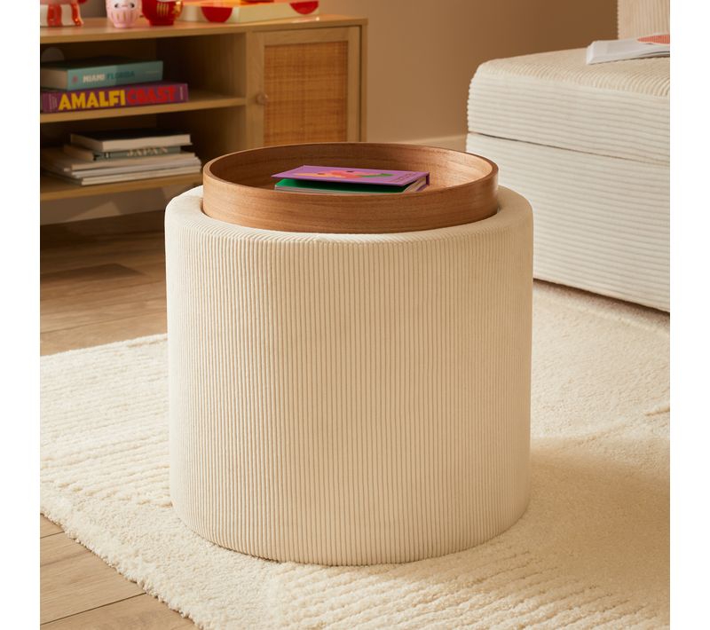 Pouf H. 46 cm SIMON Blanc