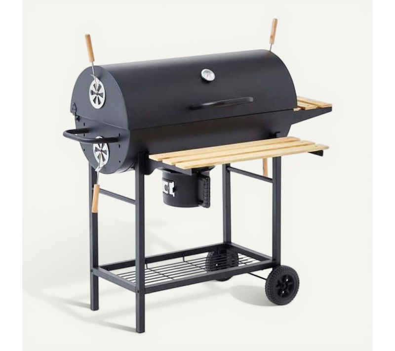 Cooking Box Barbecue à Charbon Mike - 115x66x106 Cm - 2 Grilles Acier Chromé - 71x35 cm