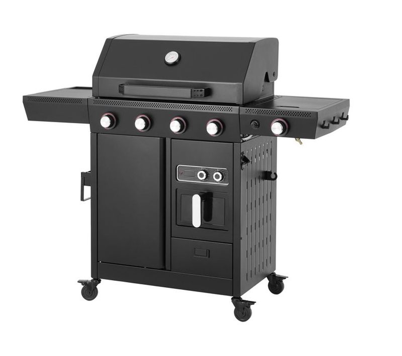 Barbecue Gaz Airgrill 4sb Avec Air Fryer Indépendante 5 Brûleurs 15,5 Kw