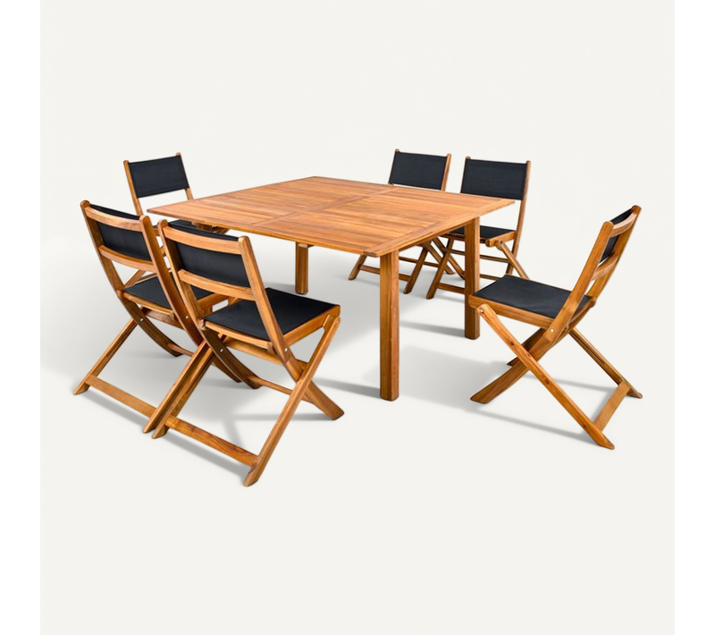Ensemble Jardin Extensible Toscana 6 Chaises Pliantes Acacia