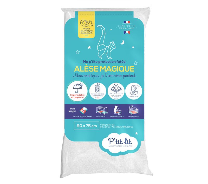 P'tit Lit - Alèse Bébé Imperméable Ultra Absorbante - Protège Matelas Silencieux - Lavable à 90°c