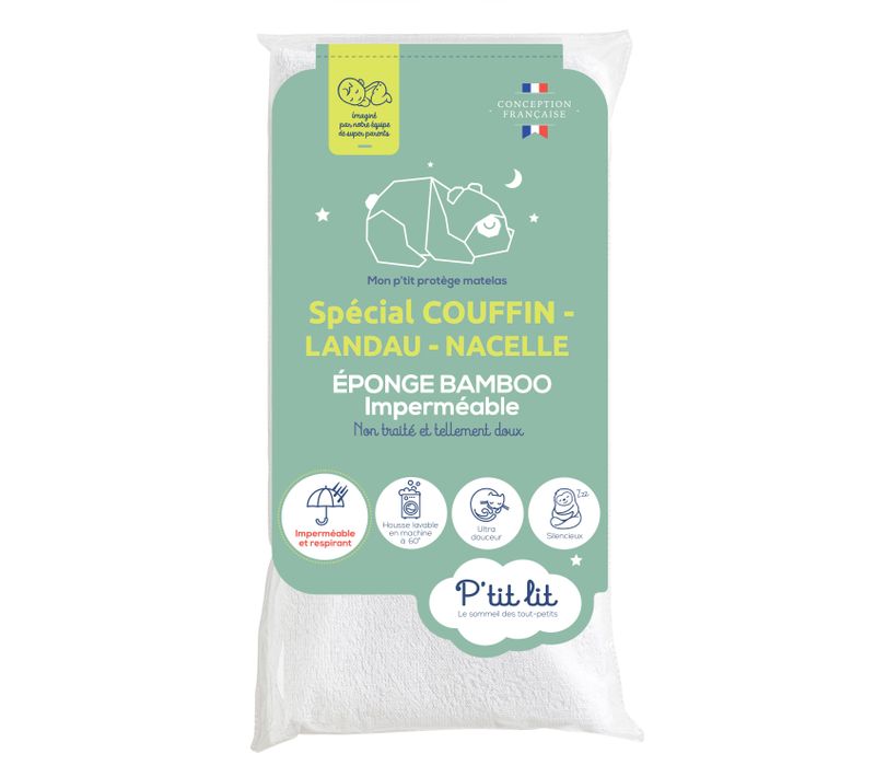 Protège Matelas Bébé Bamboo - Couffin - Landeau - Nacelle - 40x80 Cm - Alèse Imperméable