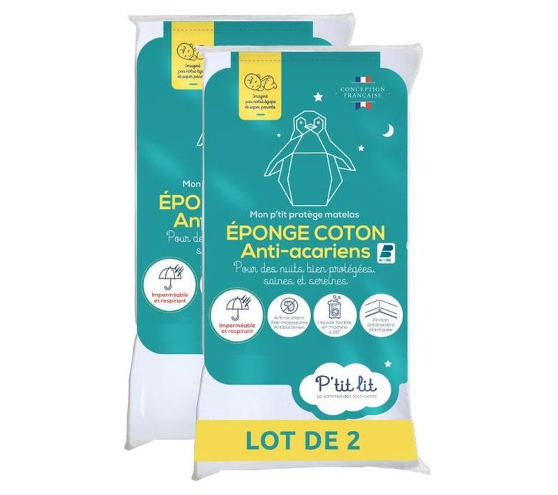 Protège-matelas Drap-housse Bébé 40 X 80 Cm - Lot De 2, Imperméable, 100% Coton