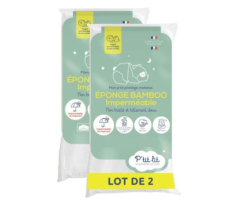 Lot De 2 Proteges Matelas Bébé Bamboo - 60x120 Cm - Alese Imperméable - Viscose Douce - Sans Traitem