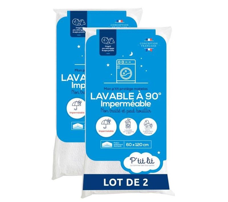 Pack De 2 Protège-matelas Bébé Imperméable Et Respirant 60 X 120 Cm