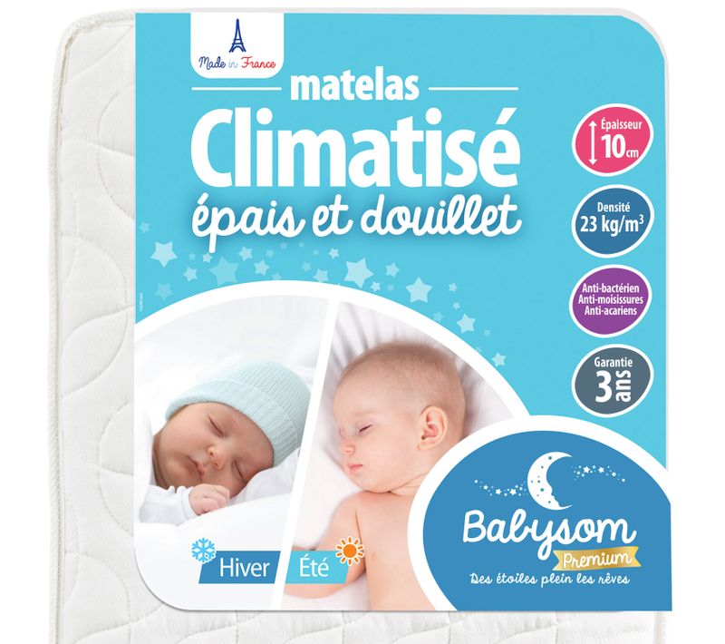 Matelas Bébé/enfant Climatisé Eté/hiver - 80x160x10cm - Lit Cabane - Fabrication Francaise