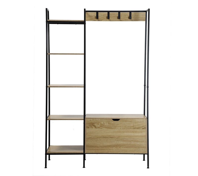 Penderie 4 Crochets 5 Étagères Avec Coffre à Chaussures - Marron