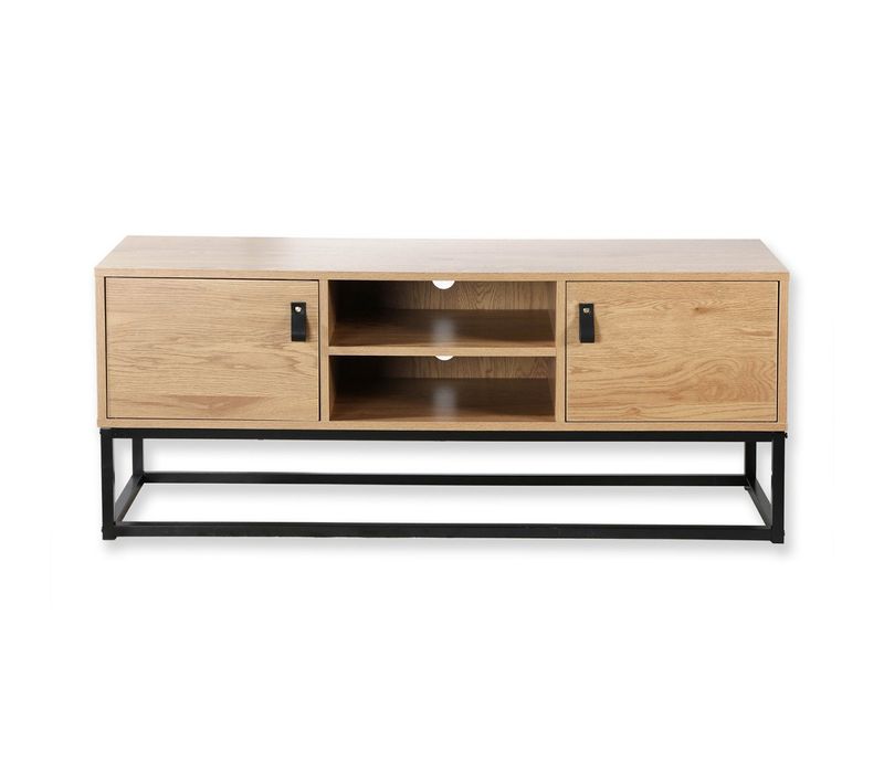 Meuble TV Décor Chêne 2 Portes 2 Niches - L120 Cm