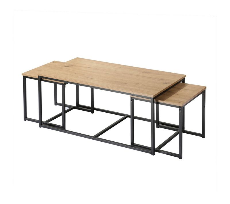 Lot De 3 Tables Basses Gigognes Effet Bois - L100 X H45 Cm