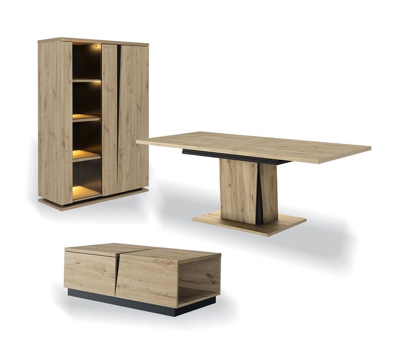 Ensemble Vaisselier Table à Manger Extensible Et Table Basse - Beige