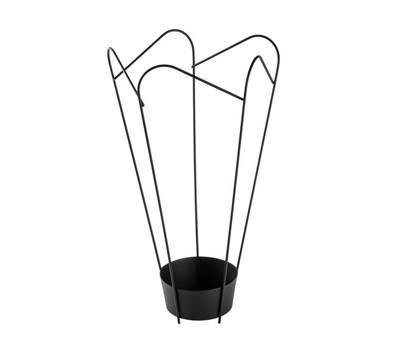 Porte Parapluie Forme Tulipe Ajourée En Métal Noir H60 Cm