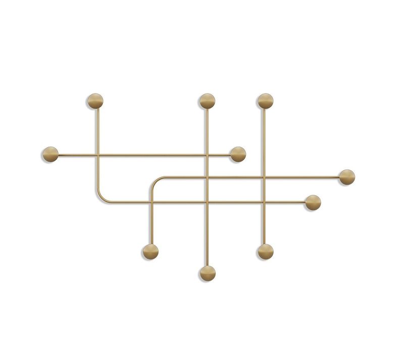 Porte Manteaux Mural 9 Patères En Métal Doré H64 Cm