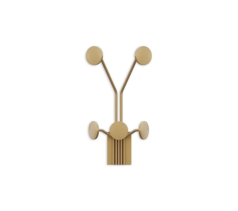 Porte Manteaux Mural 5 Patères En Métal Doré H40 Cm