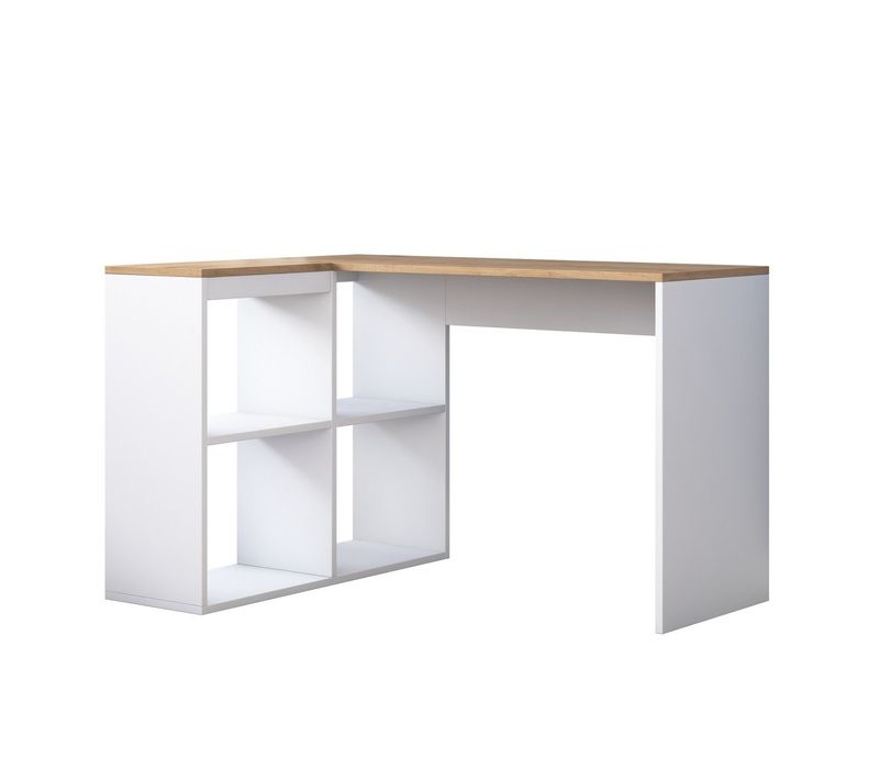 Bureau D'angle Décor Chêne Et Blanc L120 Cm