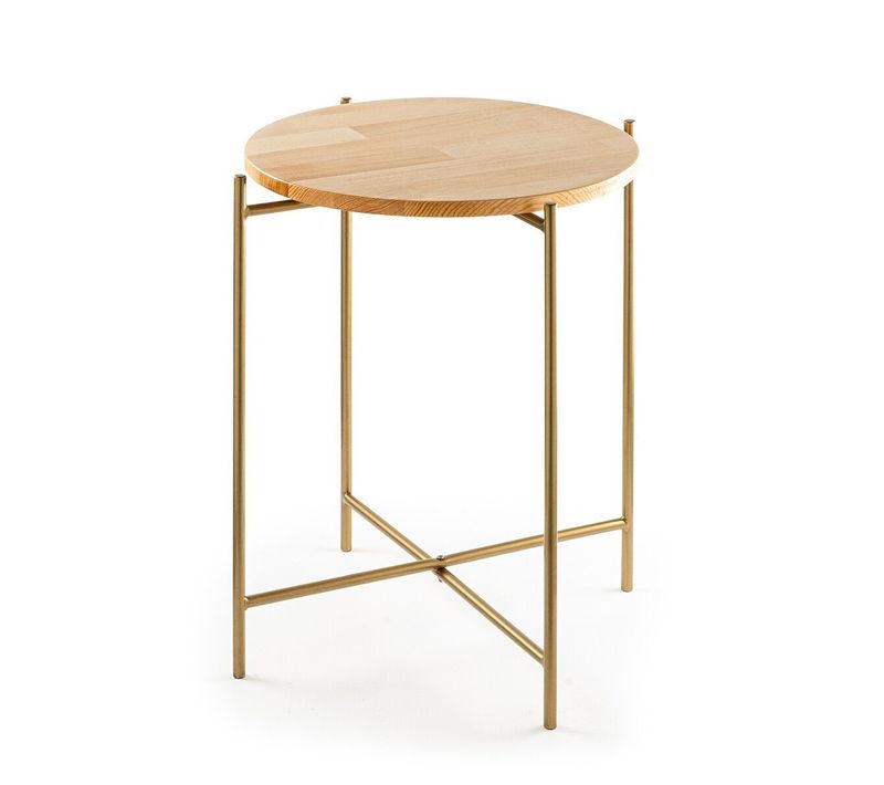 Bout De Canapé Avec Plateau Rond En Métal H56 Cm