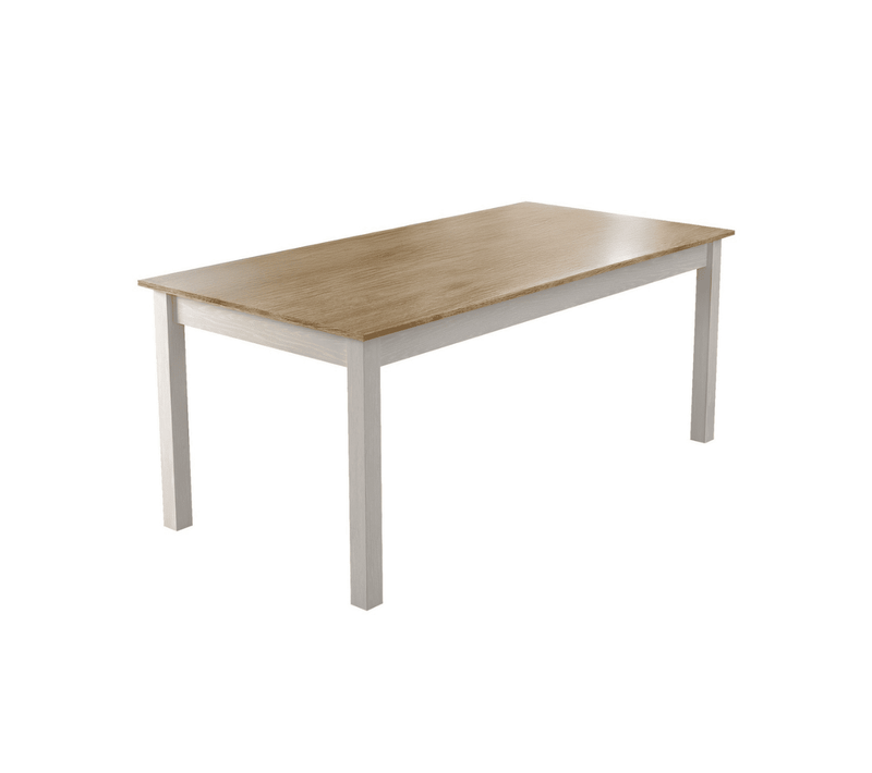 Table à Manger Décor Bois Et Pieds Blanc L180 Cm