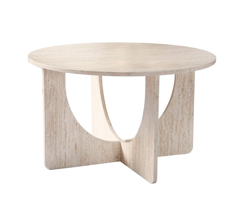 Table Basse Ronde D70 Cm Décor Travertin