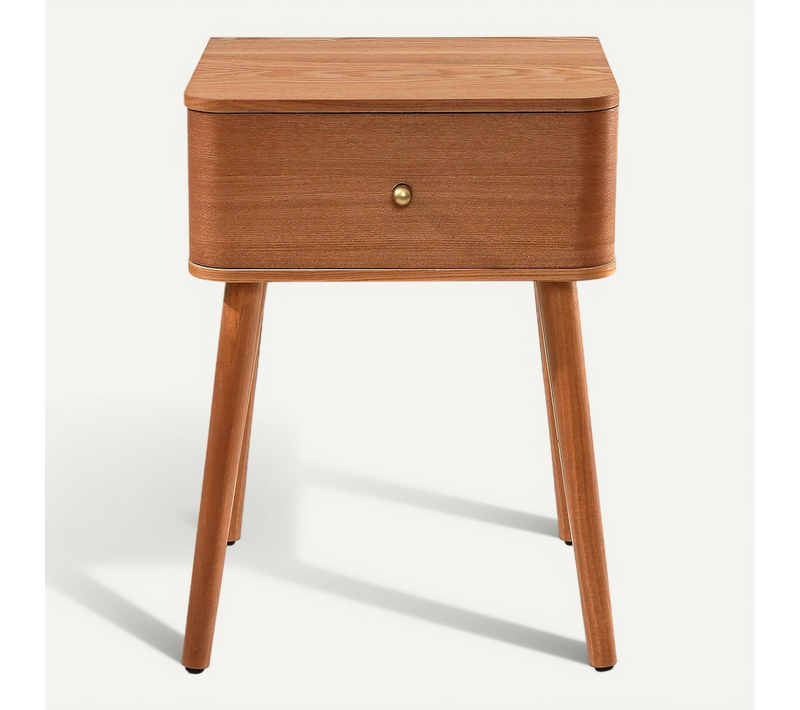 Chevet 1 Tiroir Façades Aux Bords Arrondis L42 Cm - Effet Bois Clair