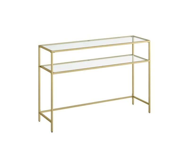 Console En Métal Avec 2 Tablettes En Verre L90 Cm