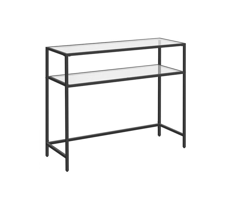 Console En Métal Avec 2 Tablettes En Verre L90 Cm