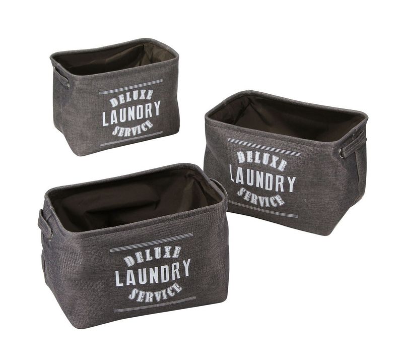 Lot De 3 Paniers à Linge En Toile Grise