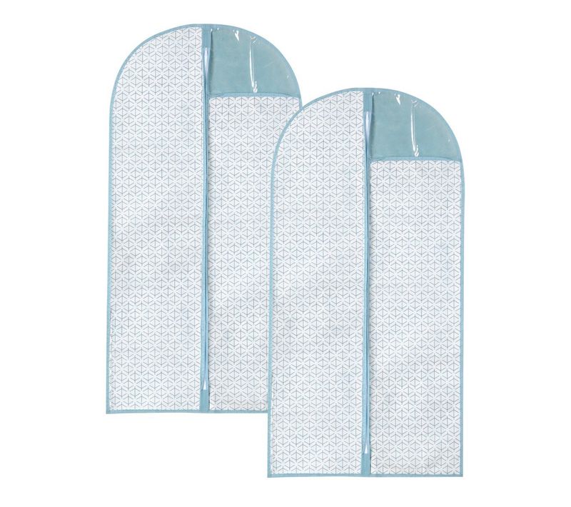 2 Housses Pour Vêtement Blanc Et Bleu - H120 Cm