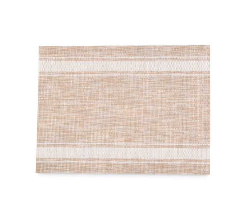 Set De Table Rectangle Tissé Rayé - 45x30 Cm - Beige