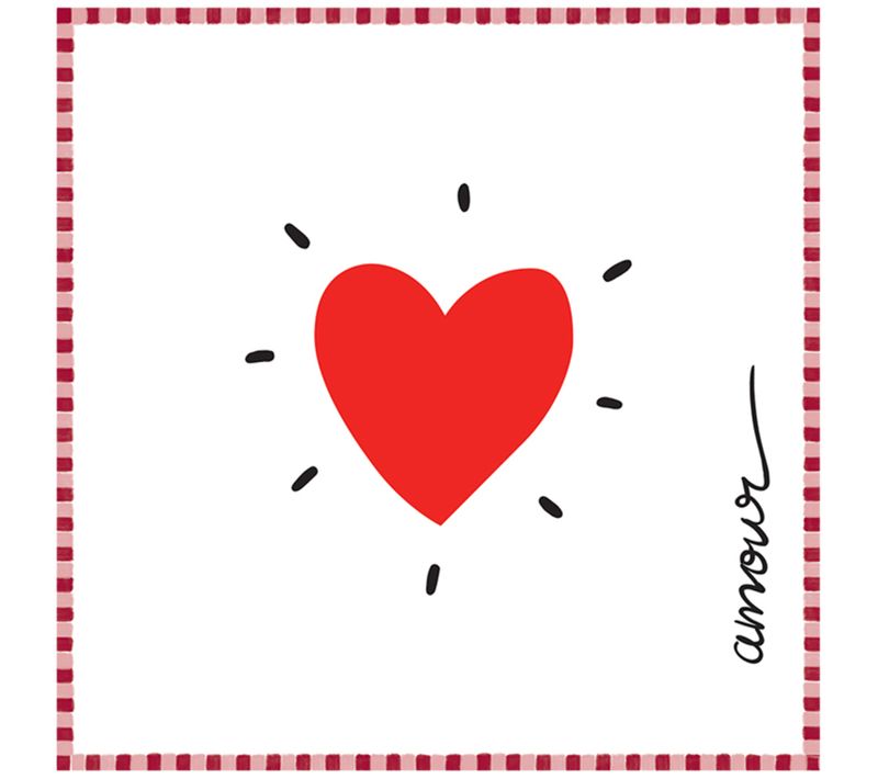 Lot De 20 Serviettes Papier Cœur - 33x33 Cm - Rouge