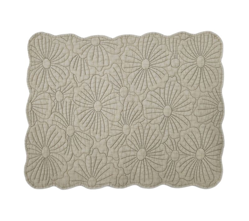 Set De Table Rectangulaire Matelassé Avec Motif Fleurs Brodé - 35x45 Cm - Naturel