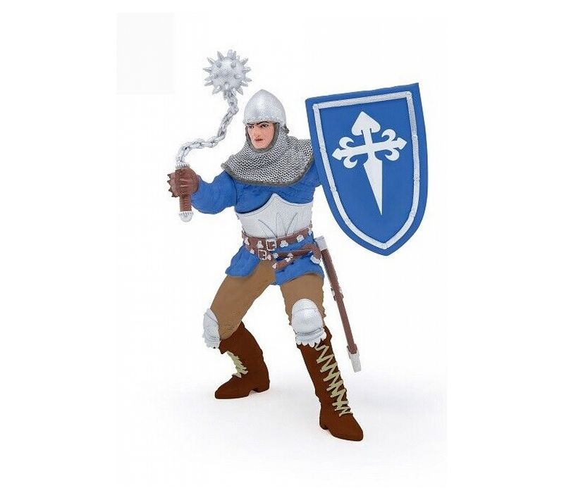 Figurine Chevalier En Plastique Avec Masse D'arme - Modèle Bleu