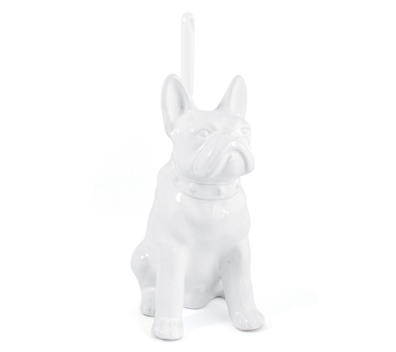 Pot à Balai Brosse Wc Chien Ceramique Blanc
