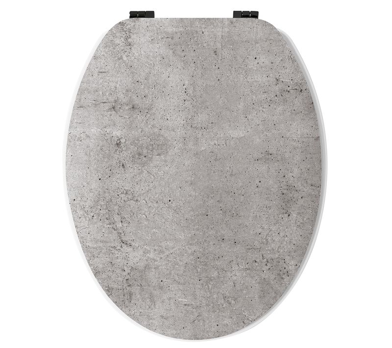 Abattant Wc Real Mdf Gris Charnières Métal Noir