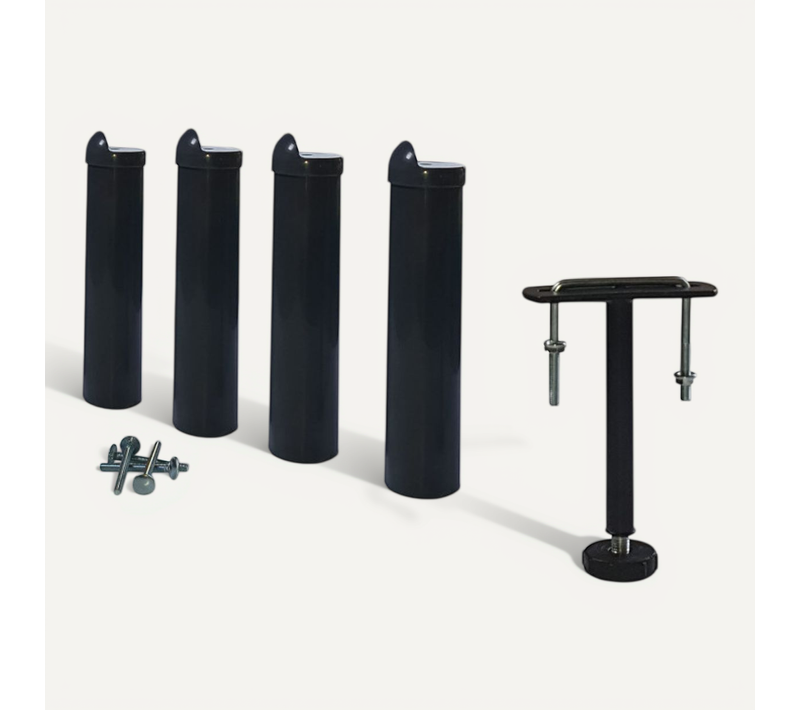4 Pieds Abs + 1 Pied De Liaison Pour Sommier Métal - Noir