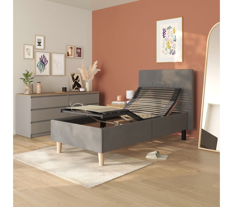 Sommier relaxation 90x190 cm EBAC S50 gris anthracite