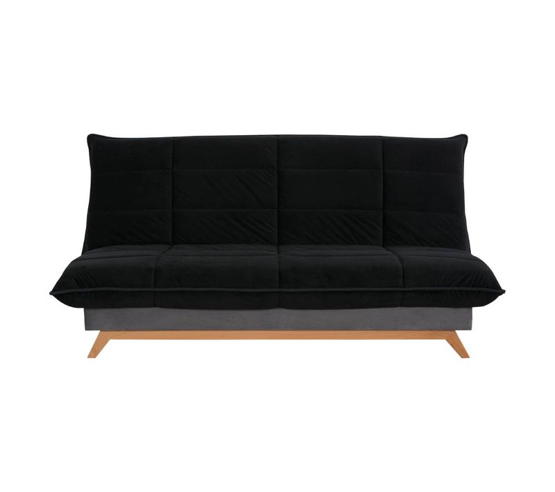 Banquette Clic-clac Seattle 120x190, Matelas Dunlopillo, Coton Noir