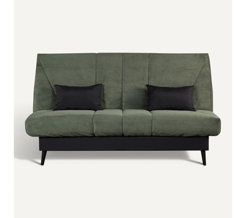 Banquette-lit clic-clac CARESSE tissu velours vert